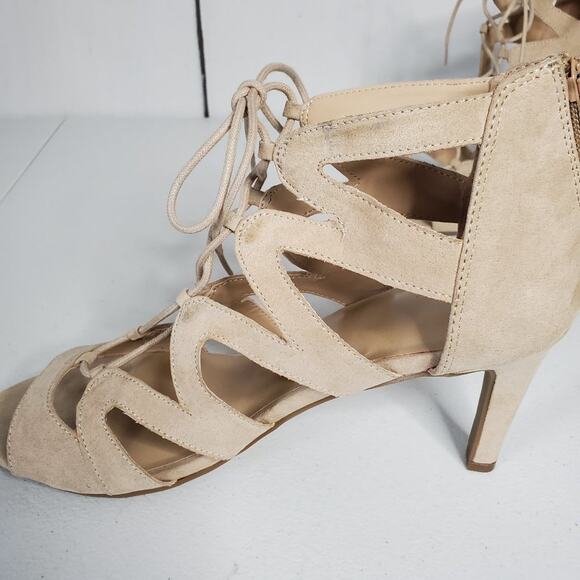 Fergalicious Heartthrob Faux Suede Gladiator Strappy Lace Up Sandals - Picture 11 of 12